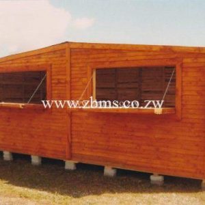 3m by 6m wooden-wendy tuck shop kiosk with two serving hatches for sale in harare zimbabwe