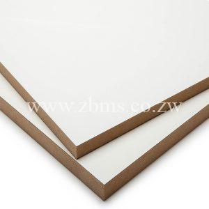 Gloss white plain 1830mm by 2750mm by 16mm for sale Zimbabwe ZBMS