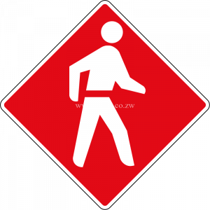 Pedestrian priority zone road sign