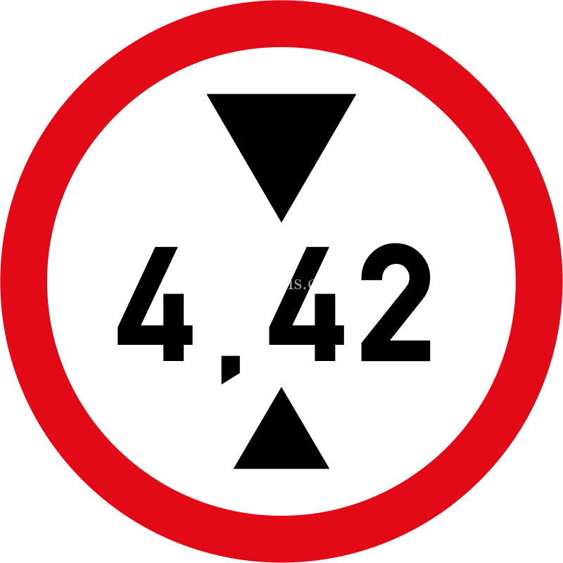 Vehicles exceeding 4.42 metres in height prohibited road sign for sale Zimbabwe