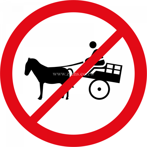 Animal-drawn vehicles prohibited road sign for sale Zimbabwe