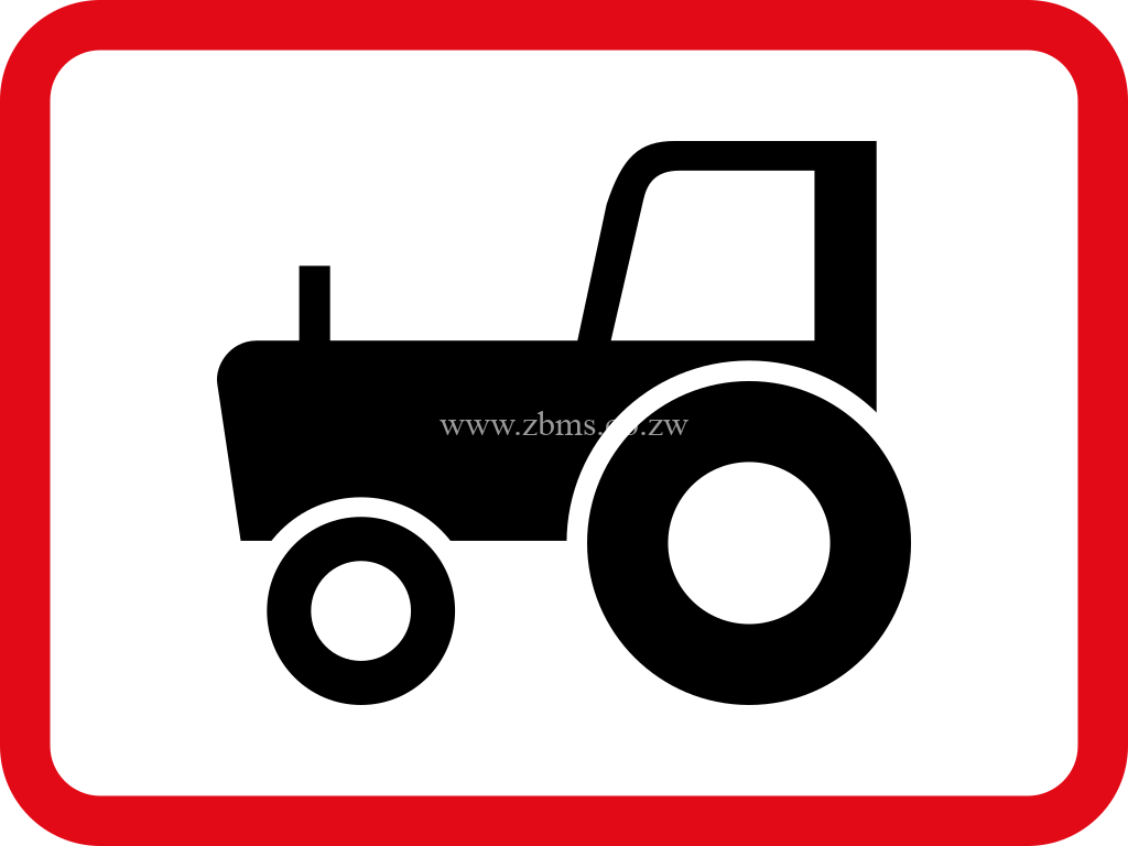 Applies to agricultural vehicles road sign Zimbabwe