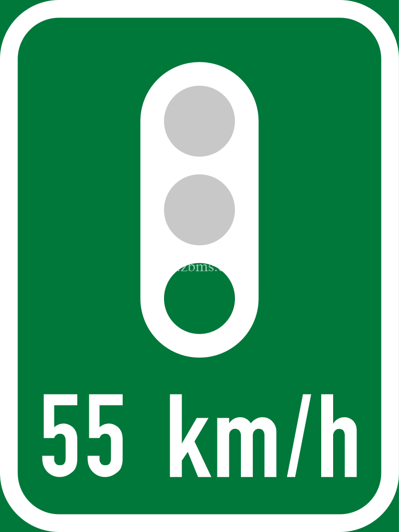 Co-ordinated traffic signals at indicated speed informative road sign for sale Zimbabwe