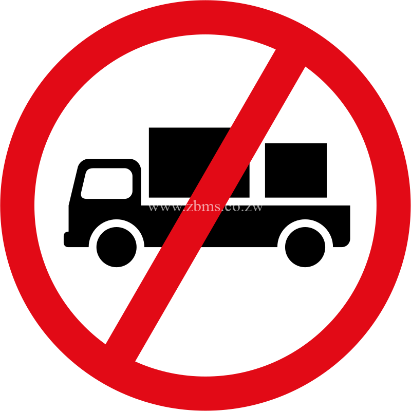 delivery vehicles not allowed road sign Zimbabwe