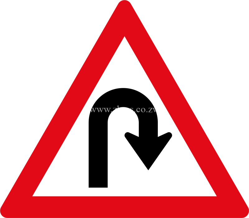 Right Hairpin curve ahead road sign for sale Zimbabwe