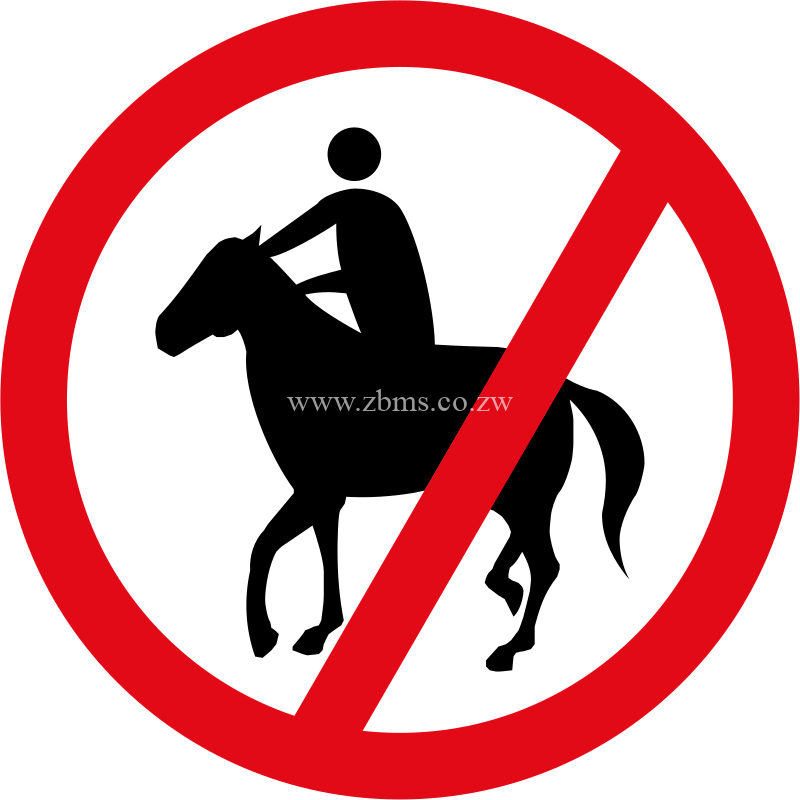 horses and riders not allowed road sign for sale Zimbabwe