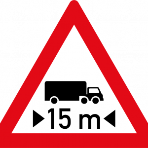 Length restriction ahead road sign