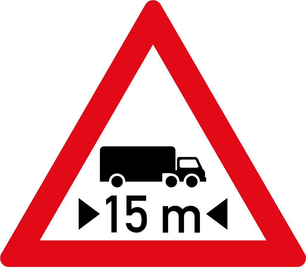 Length restriction ahead road sign
