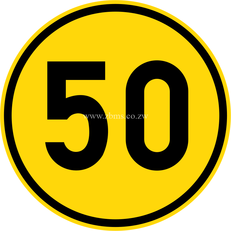 Minimum speed limit of 50 km command sign temporary for sale Zimbabwe