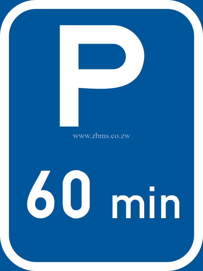 Parking with a 60-minute limit road sign for sale Zimbabwe