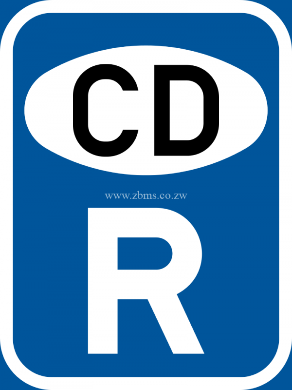 Reserved for diplomatic vehicles road sign for sale Zimbabwe