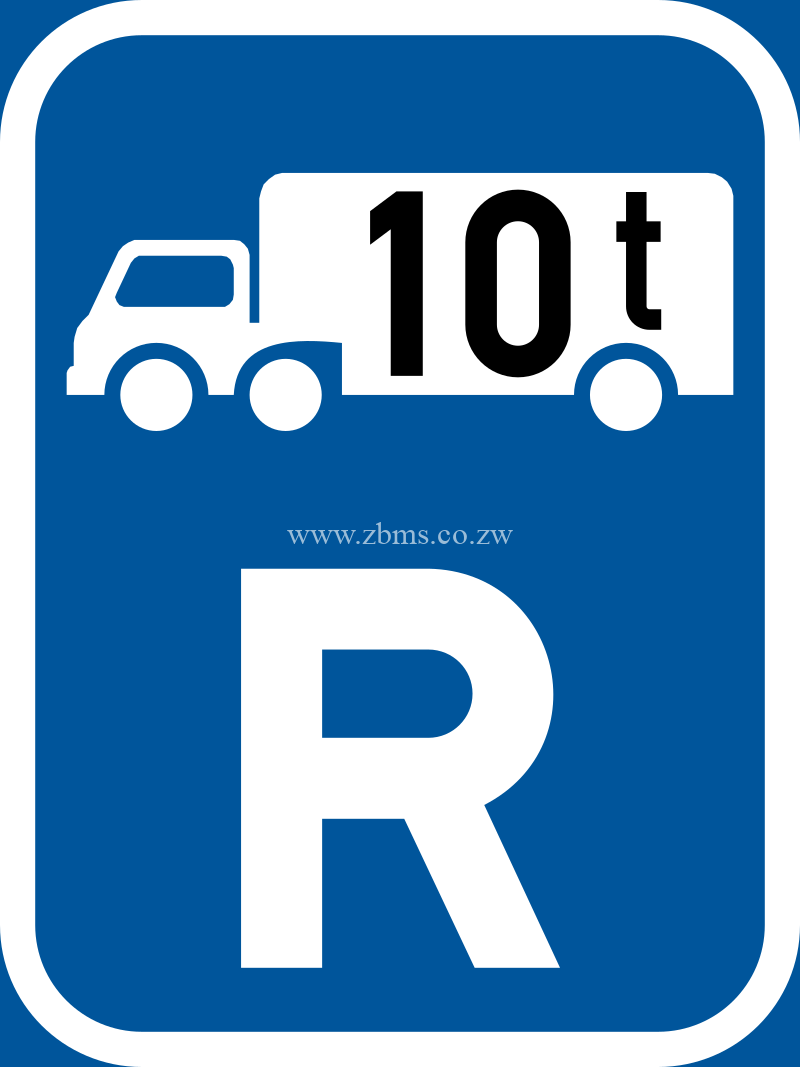 goods vehicles exceeding 10 tonnes GVM road sign for sale Zimbabwe