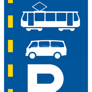 Reserved lane for buses, trams and mini-buses road sign for ssale Zimbabwe