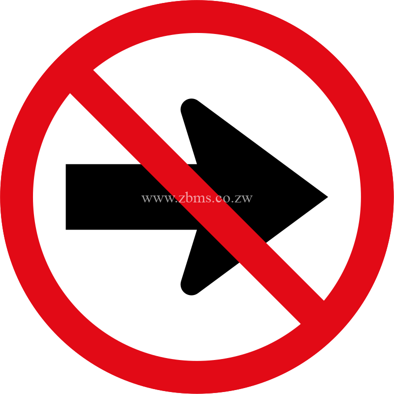 Right turn prohibited sign for sale Zimbabwe