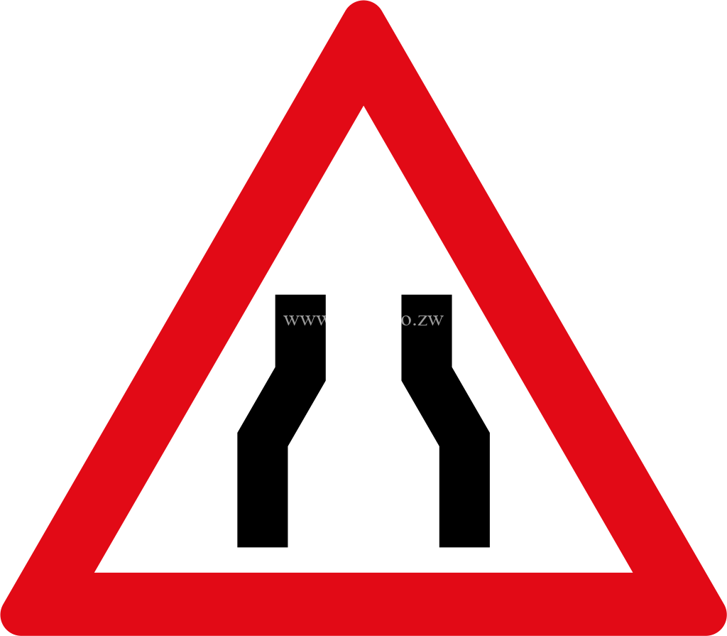 Roadway narrows from both sides ahead ROAD SIGN FOR SALE in Zimbabwe