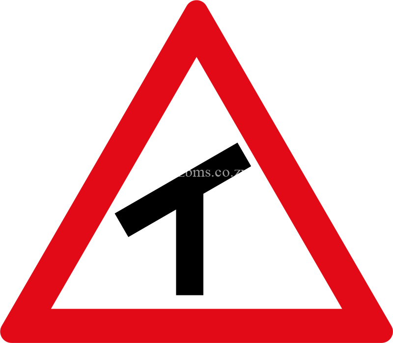 left Skewed T-junction ahead road sign for sale Zimbabwe