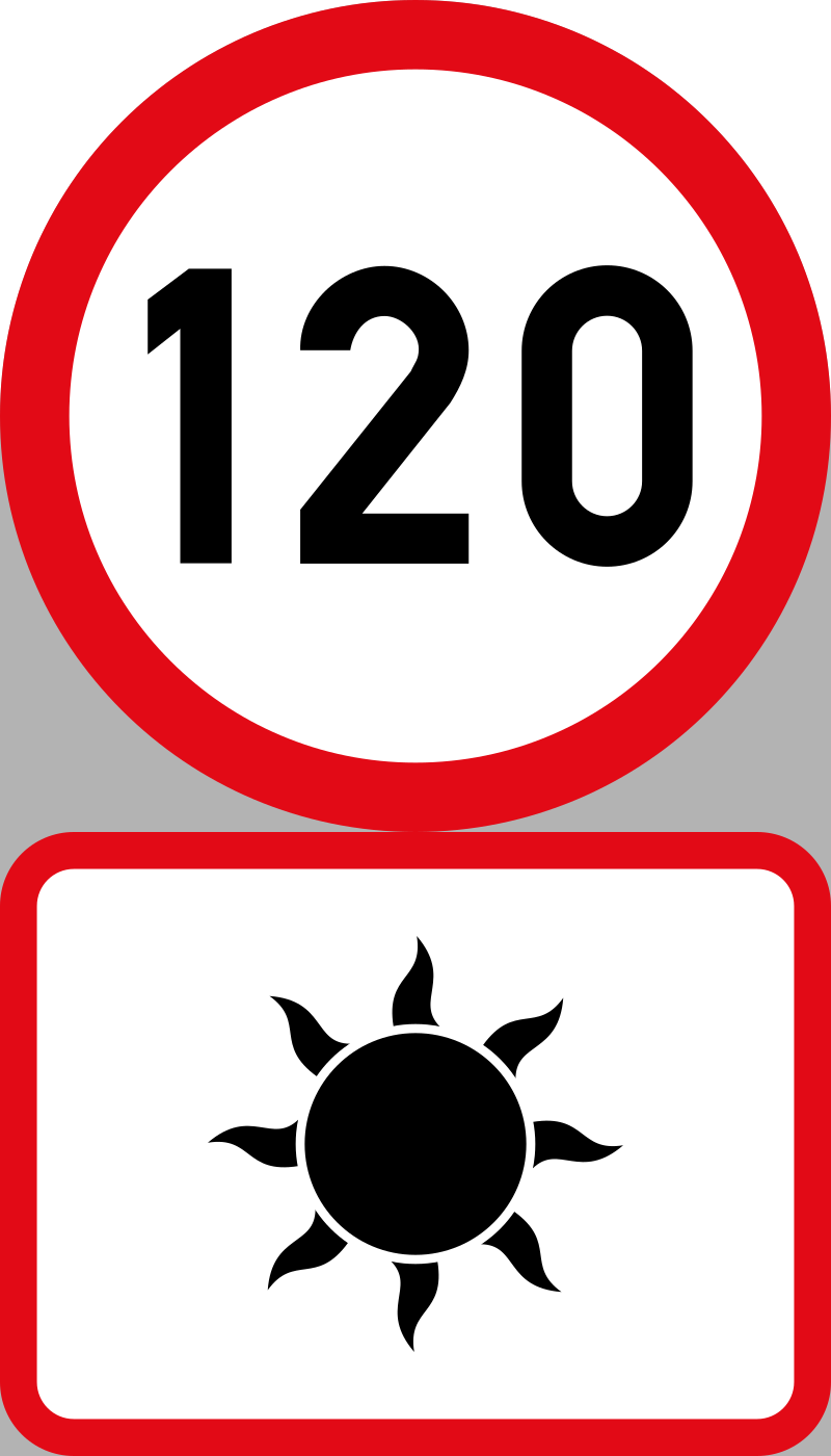 Speed limit of 120 km/h during the day