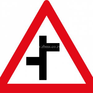 Staggered side-road junctions ahead road sign for sale Zimbabwe