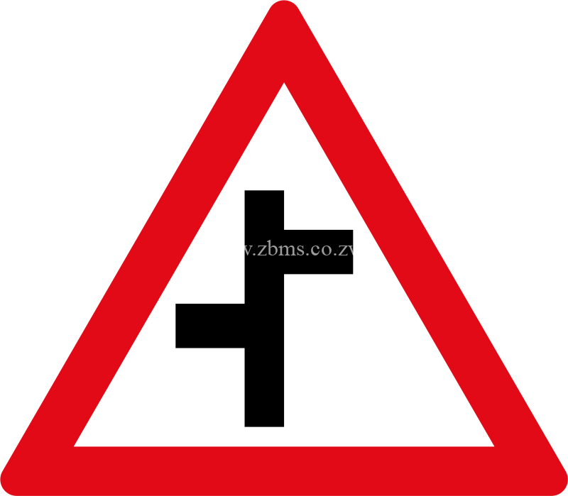 Staggered side-road junctions ahead road sign for sale Zimbabwe