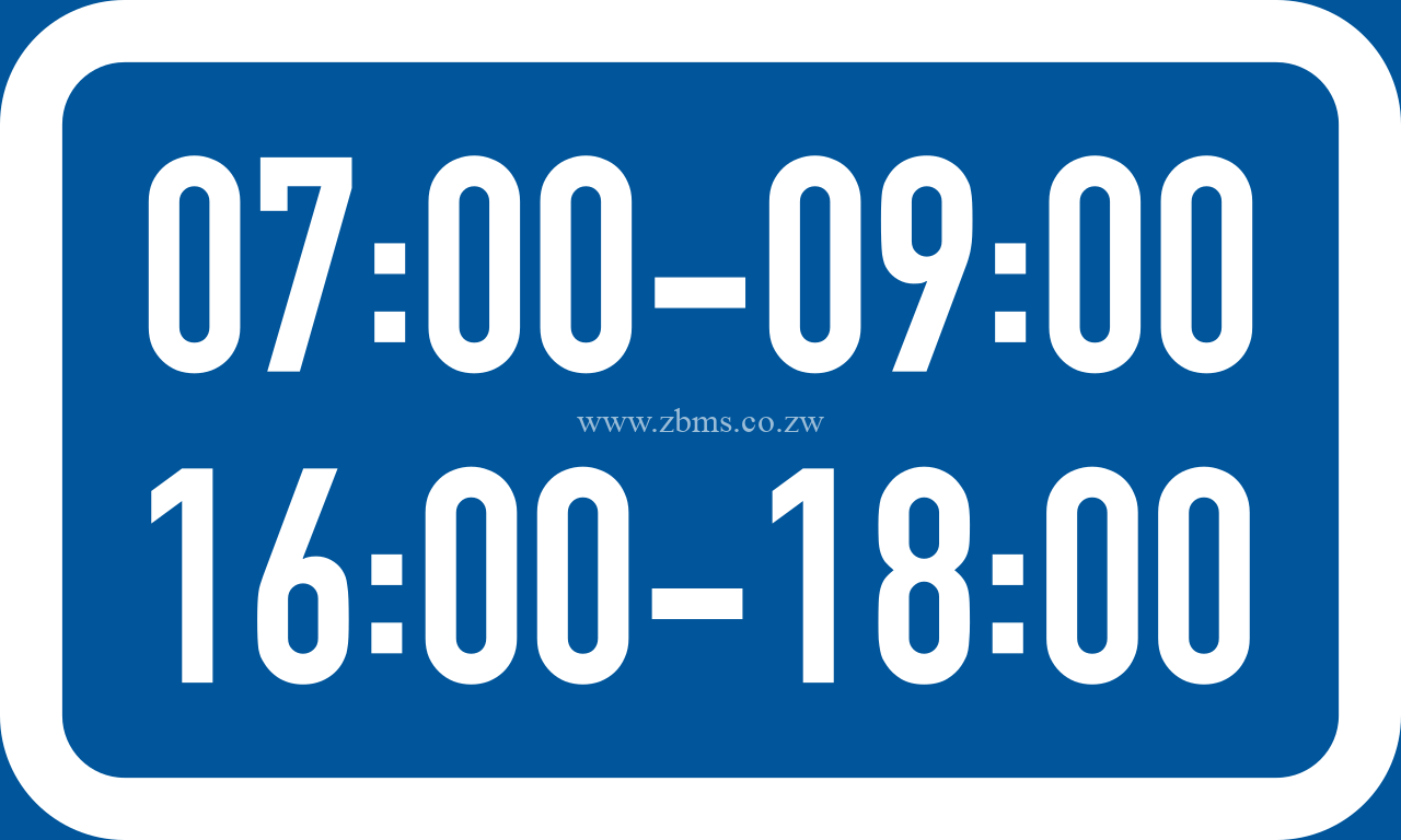 The primary sign applies during the specified hours
