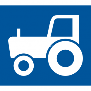 The primary sign applies to agricultural vehicles.