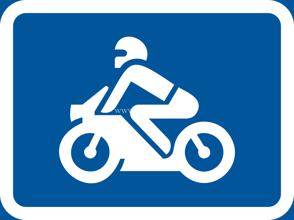 The primary sign applies to motorcycles.