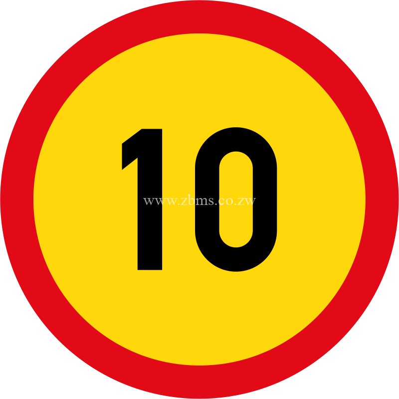 Speed limit of 10 km/h temporary sign for sale in Zimbabwe