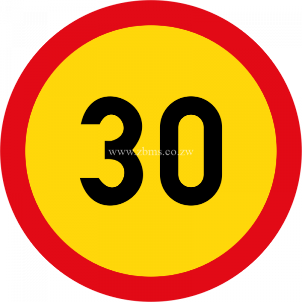 Speed limit of 30 km/hr temporary Zimbabwe sale