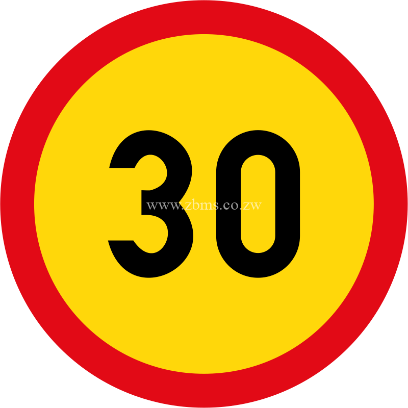 Speed limit of 30 km/hr temporary Zimbabwe sale