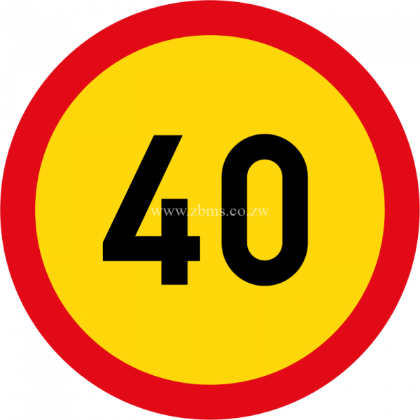 Speed limit of 40 km/h temporary sign for sale Zimbabwe