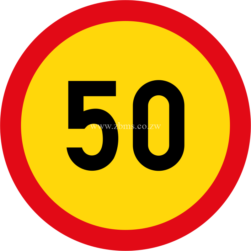 Speed limit of 50 km per hour temporary sign for sale Zimbabwe