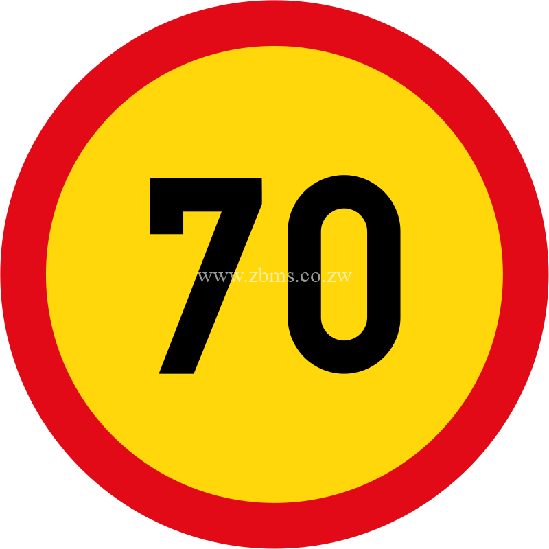 Speed limit of 70 km/h temporary sign for sale Zimbabwe