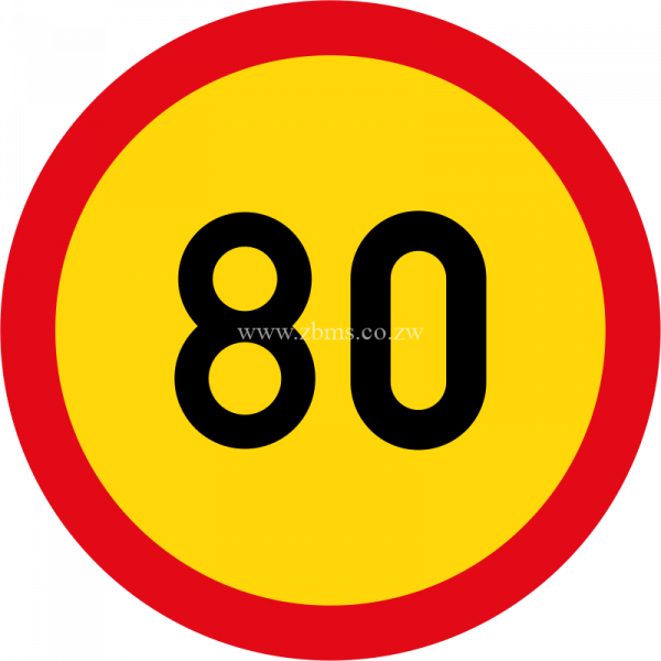 Speed limit of 80 km/h temporary sign for sale Zimbabwe