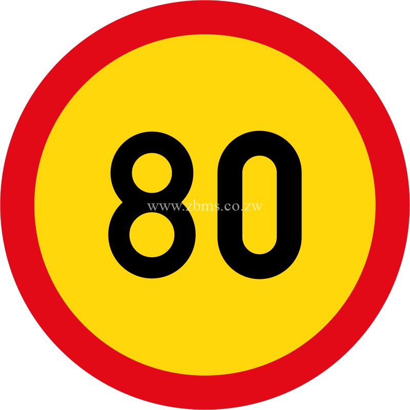 Speed limit of 80 km/h temporary sign for sale Zimbabwe