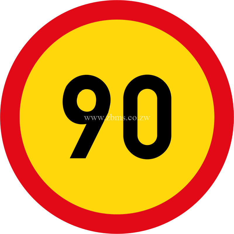 Speed limit of 90 km/h temporary sign for sale Zimbabwe